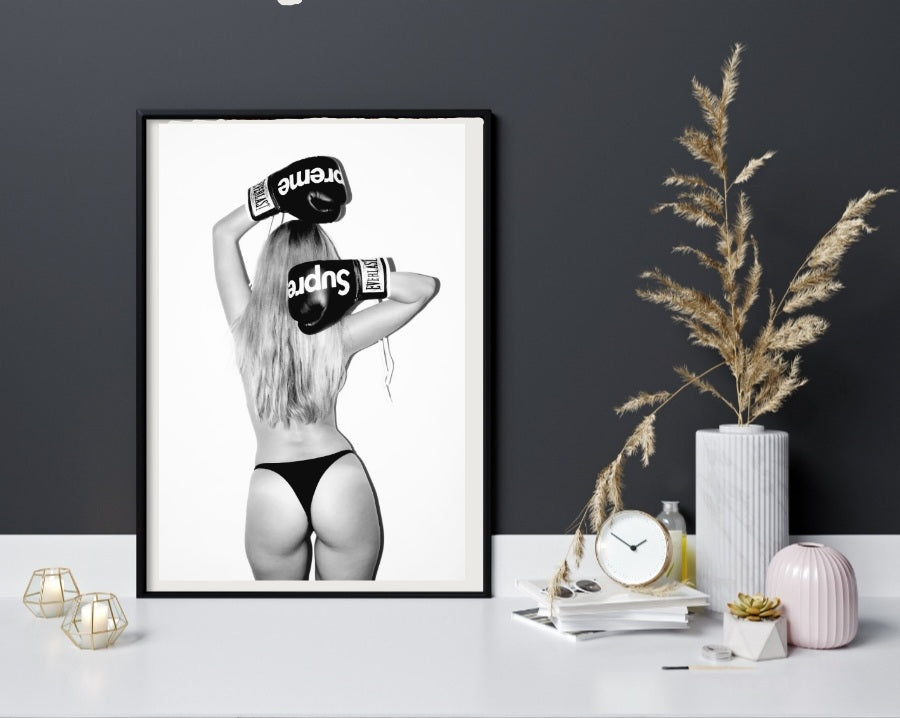 Boxing Lady Canvas Poster wall Art