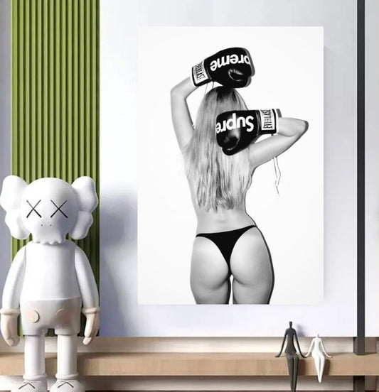 Boxing Lady Canvas Poster wall Art